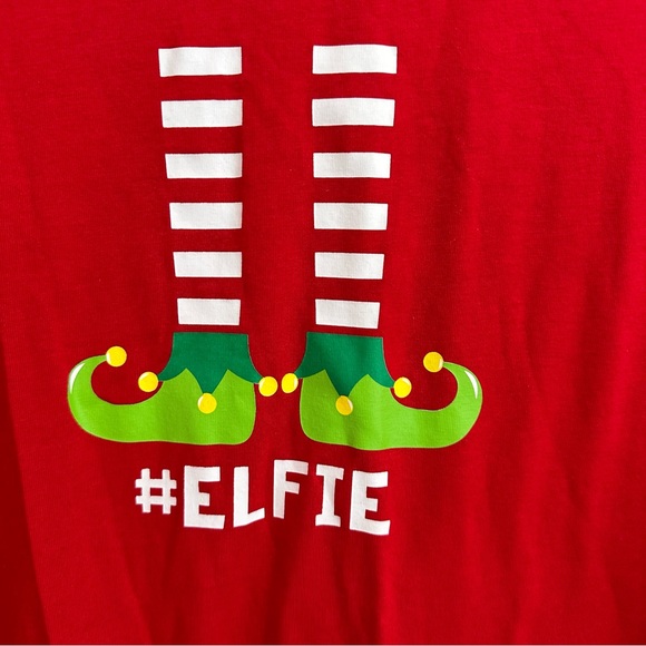 Sleepyheads Mens #Elfie Christmas Pajama Long Sleeve T-Shirt Red Large - Picture 2 of 4